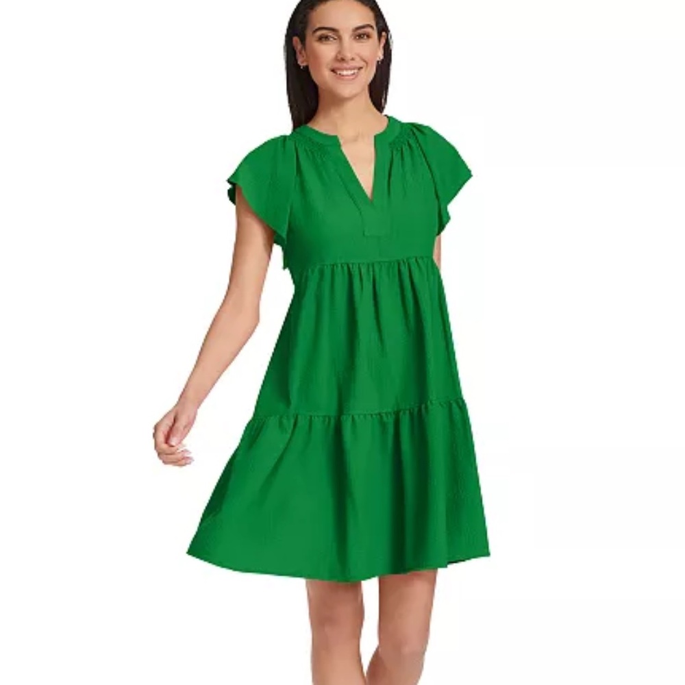 SAGE GREEN (Swipe to see true color) Calvin Klein Flutter Sleeve Sundress NWT